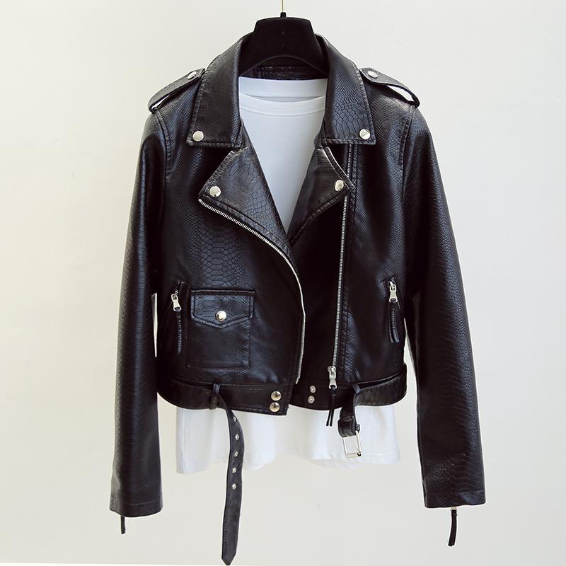 Veste courte en cuir pour femme printemps et automne