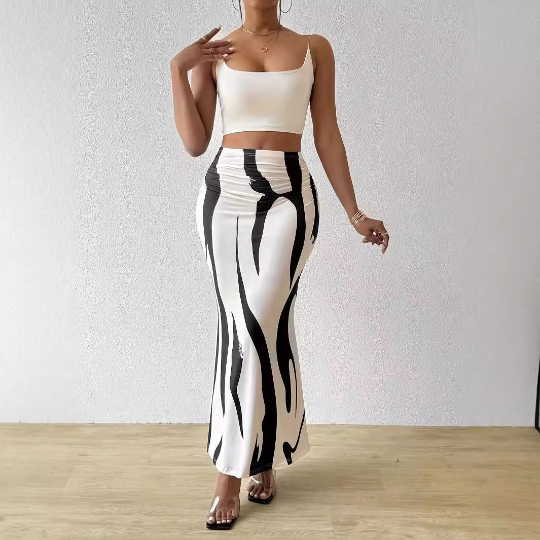 Professional European American Zebra Pattern Slimming Hip Skirt - Polyester Design (14 Colors, S-XL, Temperament Commute)