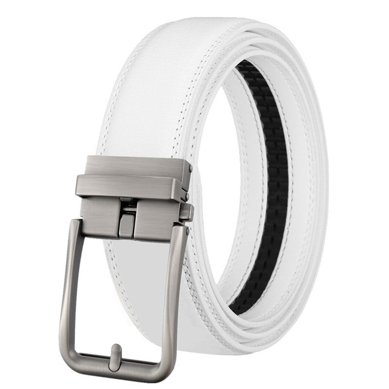 Men's Leather Automatic Buckle Simple Hollow Design Belt - Architectural Elegance