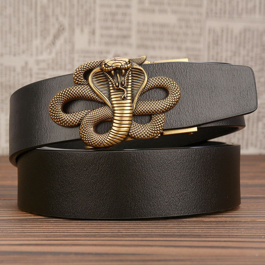 Men's Automatic Buckle Leather Cobra Casual Belt - Powerful Dominance