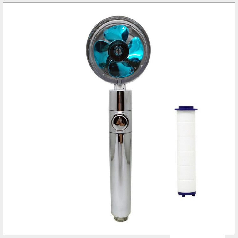 Pommeau de douche à hélice avec bouton d'arrêt et filtre en coton, buse de douche à main haute pression turbocompressée
