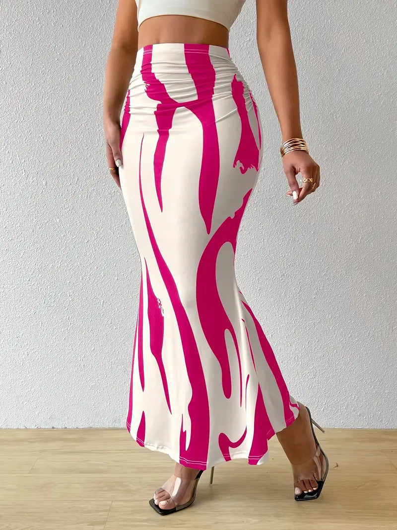 Professional European American Zebra Pattern Slimming Hip Skirt - Polyester Design (14 Colors, S-XL, Temperament Commute)