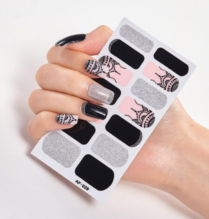 Full Coverage Nail Stickers - 40+ Designs - 24 Month Shelf Life - Nail Polish Glue Included - XAF01-XAF40 Collection