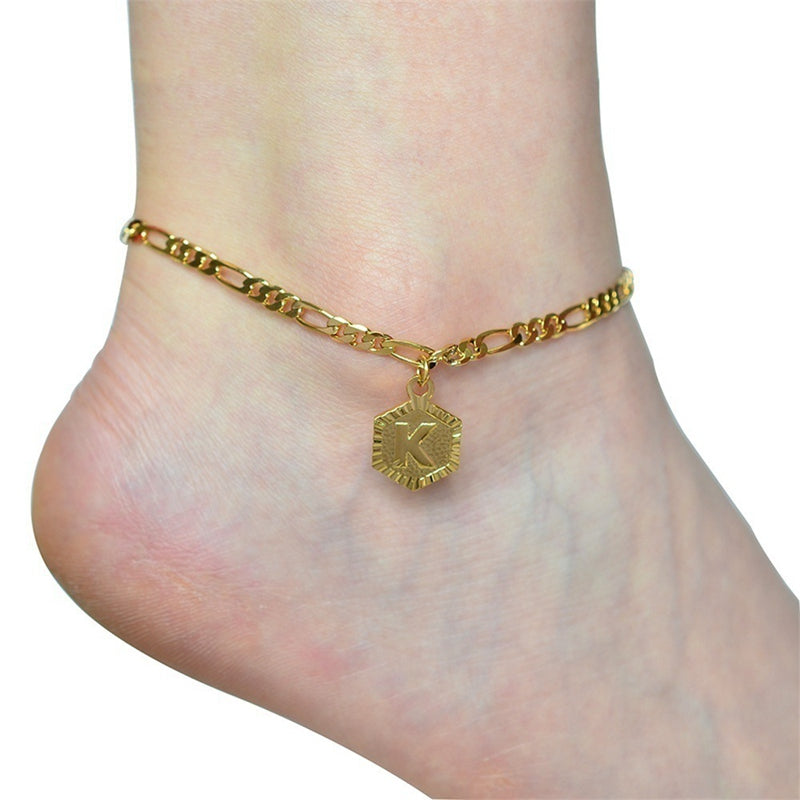 26 Alfabet Bokstav Vristband Guld Färg Foot Chain Armband