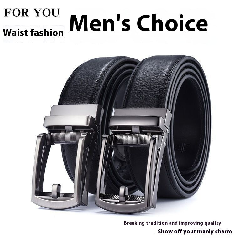 Men's Premium Two-Layer Cowhide Leather Belt Automatic Buckle - Elite Construction