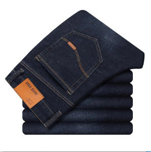 Nya herrjeans slimmade raka svarta byxor för män