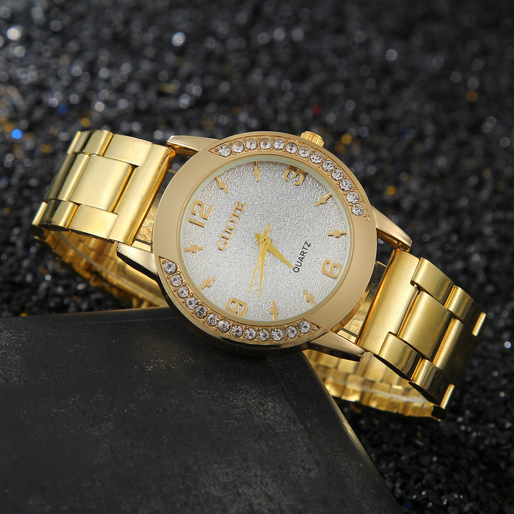 Women's Fashion Diamond Case Quartz Watch - Stylish Functional Elegant Luxurious Accurate Durable Must-Have Stunning