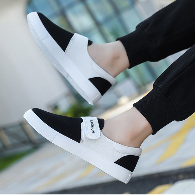 Chaussures plates en toile Baskets décontractées Velcro pour hommes