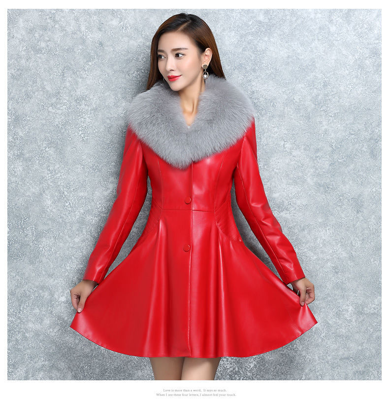 Women's Faux Fox Fur Collar Fur Coat - Luxury Ethical Winter Outerwear Statement Piece