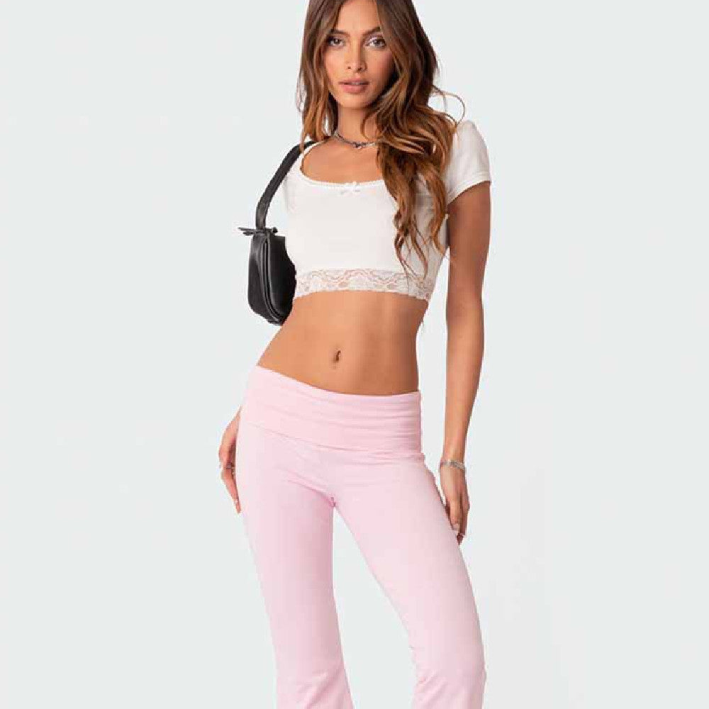 Pantalon à cloche taille basse pour femme