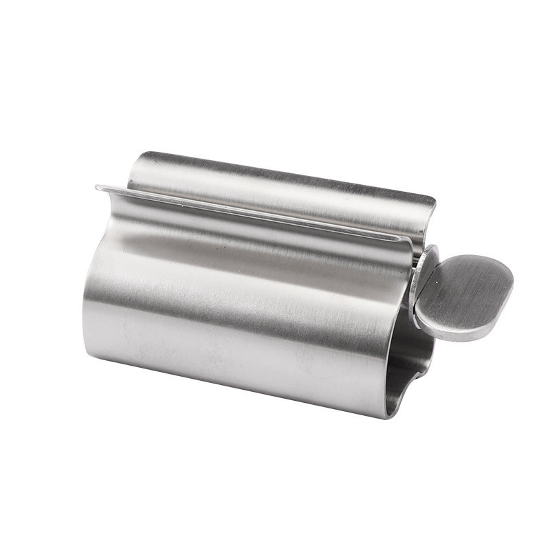 Badrumstillbehör Set Rullande Tandkrämspress Tub Tandkrämsdispenser Tandborstehållare Ställ Rostfritt Stål Dispenser