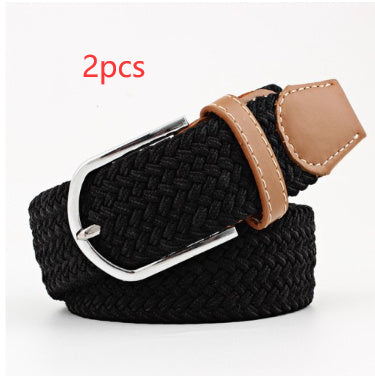 Women's Canvas Student Casual Stretch Braided Needle Buckle Belt - Youthful Confidence