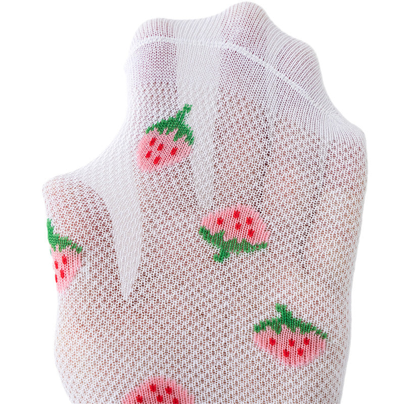 Strawberry Socks Children's Thin Socks Girls Medium Tube