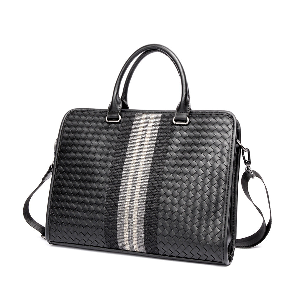 Sömmar Vävd Business Casual Portfölj Herr axel Crossbody datorväska