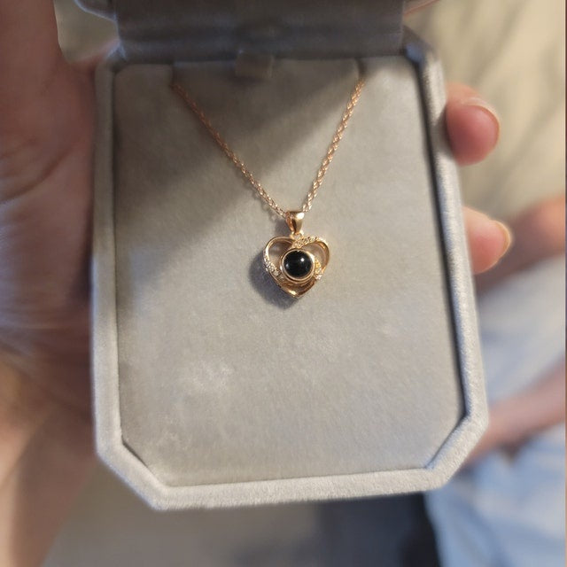 S925 Argent Romantiska Färgglada Fotoprojektion Halsband Hjärta Formad Hängande Halsbande