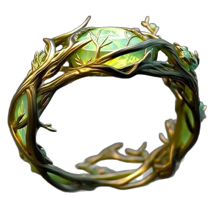 C it all Malachite Oval Gem Ring Golden Green – US 6-10