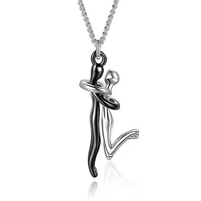 18K Kärlek Kram Halsband Par Årsdag Alla hjärtans dag Gåva Mode Enkelt Temperament Nyckelbenskedja Hänge Halsband