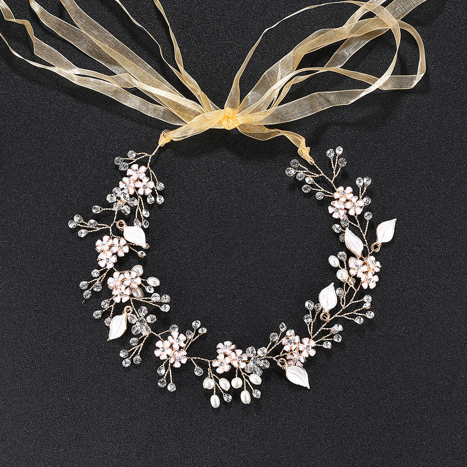 Pearl Handmade Headband - Elegant Alloy Flower Design