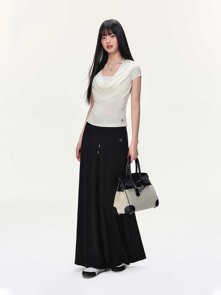 Professional A-Line Long Umbrella Drawstring Leisure Skirt - Women's Design (Customizable Fit, Elegant Trendy)