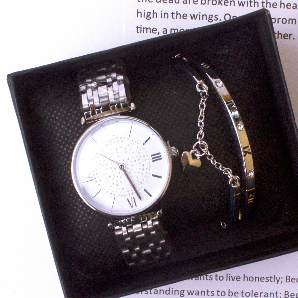 Wrist Watches Douyin The Same Gypsophila Watch Set Wechat Ladies Watch Bracelet Two-Piece Set - Stylish Functional Sleek Modern Versatile Elegant Must-Have