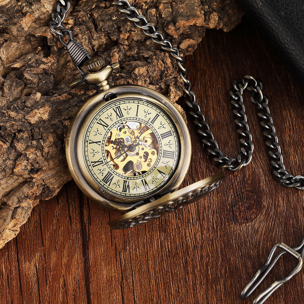 Vintage Men's And Women's Engraved Hollow Automatic Mechanical Pocket Watch - Timeless Intricate Sophisticated Durable Unisex