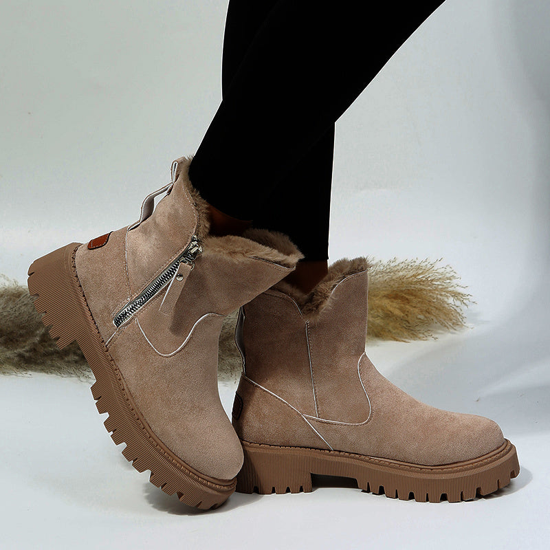 Women's Faux Suede Plush Snow Boots