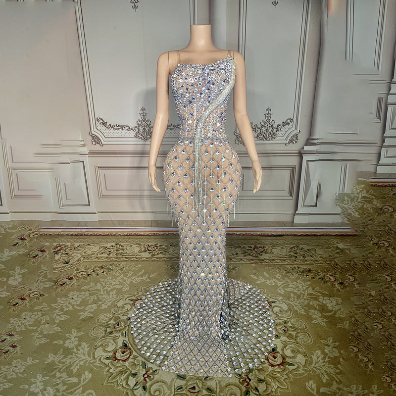 Elegant Fishtail Gown - No Back Design