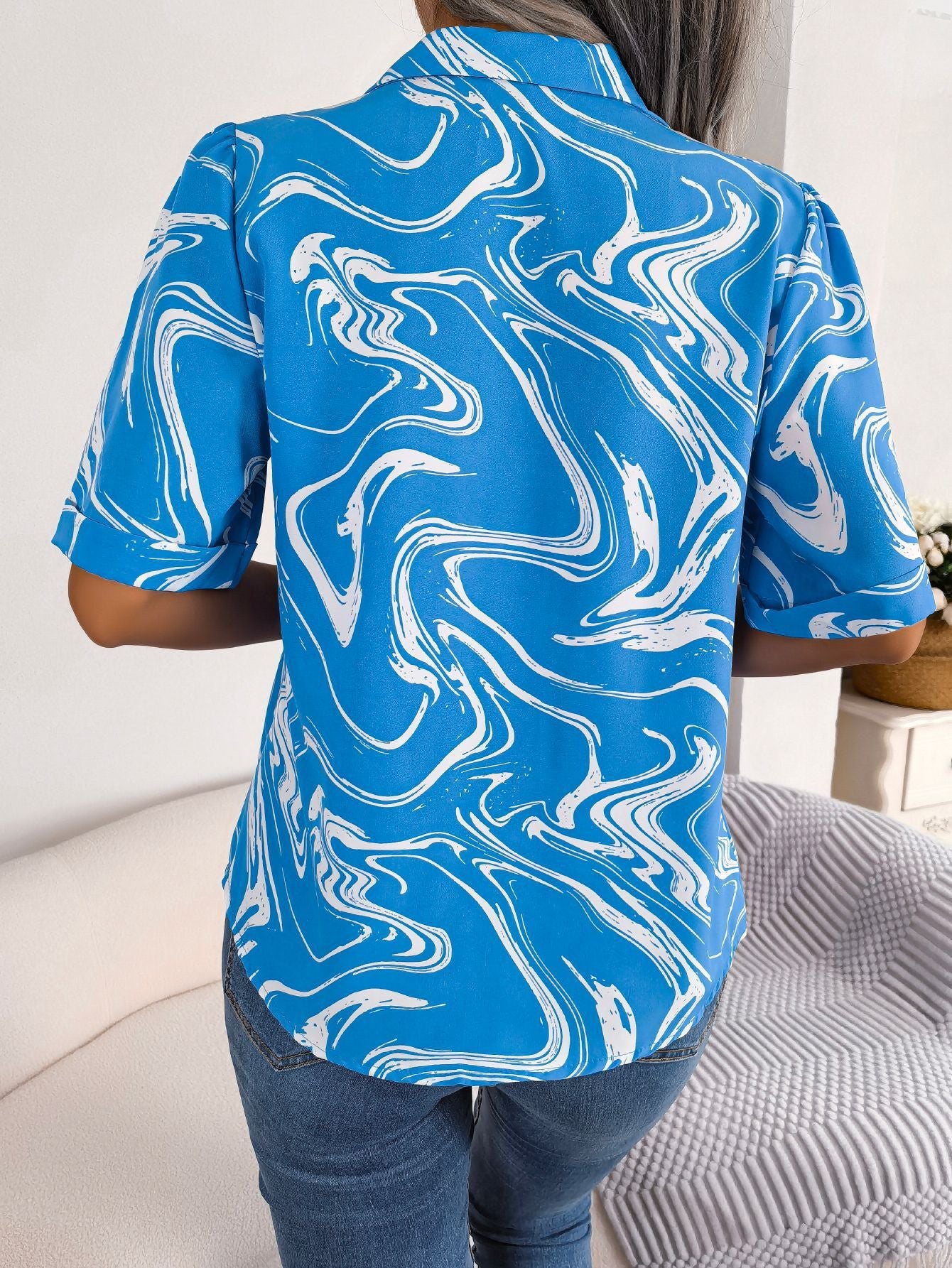 Tie Dye Printed Short Sleeve Shirt - Summer Casual Wear