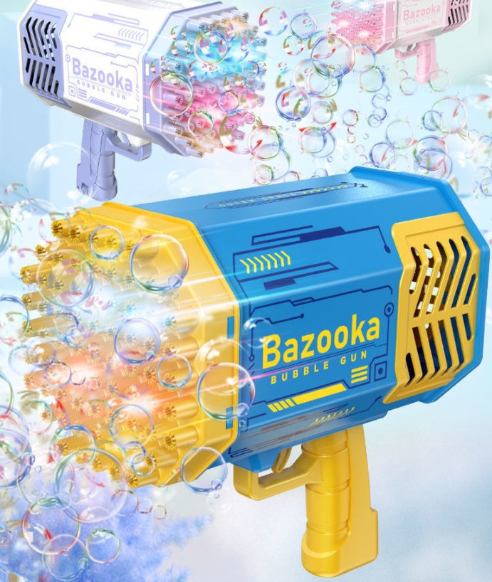 Bubble Gun Rocket 69 hål såpbubblor maskingevär form automatisk blåsare med lätta leksaker för barn Pomperos