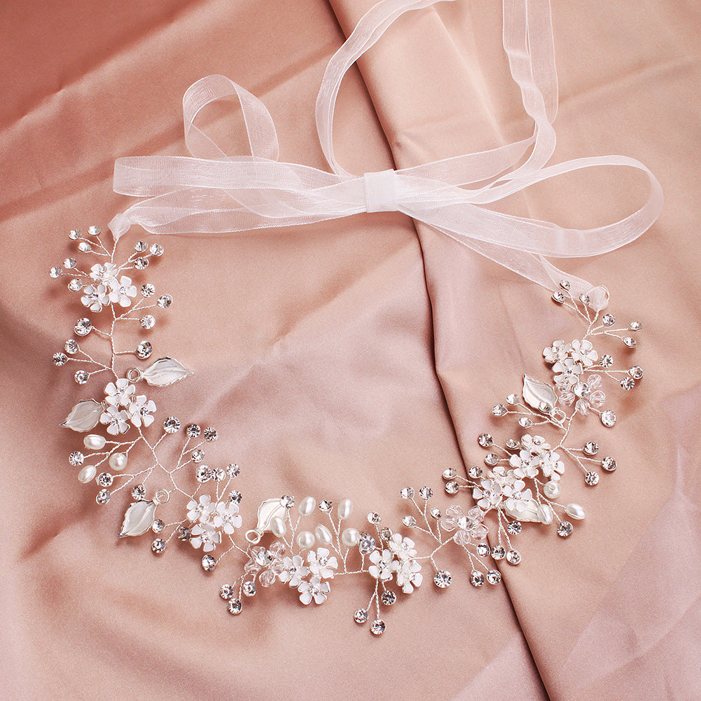 Pearl Handmade Headband - Elegant Alloy Flower Design