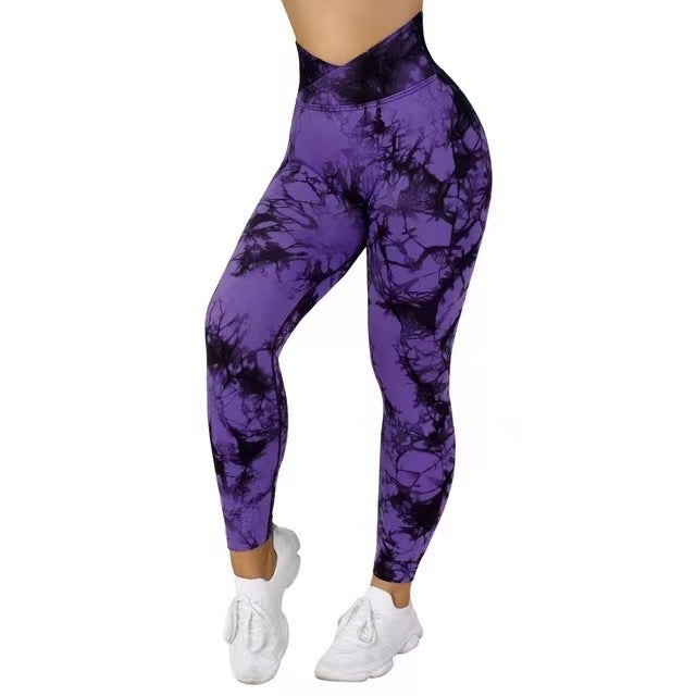 Seamless Tie Dye Leggings Women Yoga Pants Push Up Sport Fitness Running Gym Leggings - Artistic Performance