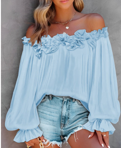 Långärmad topp med off-shoulder-mönster – snygg och bekväm