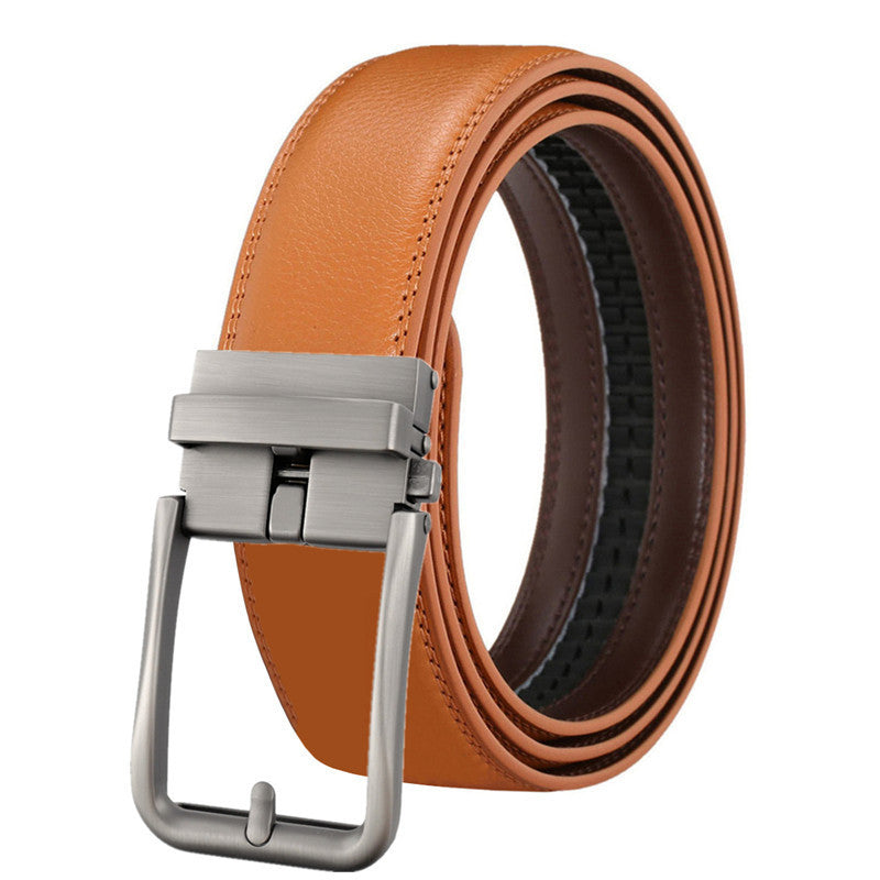 Men's Leather Automatic Buckle Simple Hollow Design Belt - Architectural Elegance