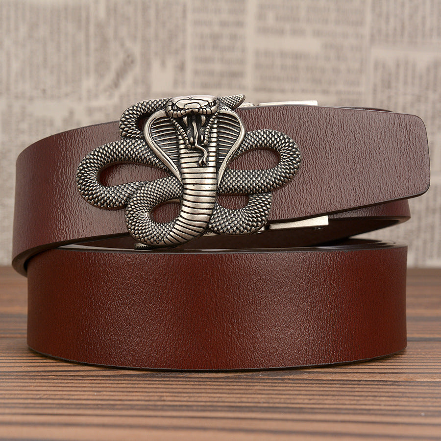 Men's Automatic Buckle Leather Cobra Casual Belt - Powerful Dominance