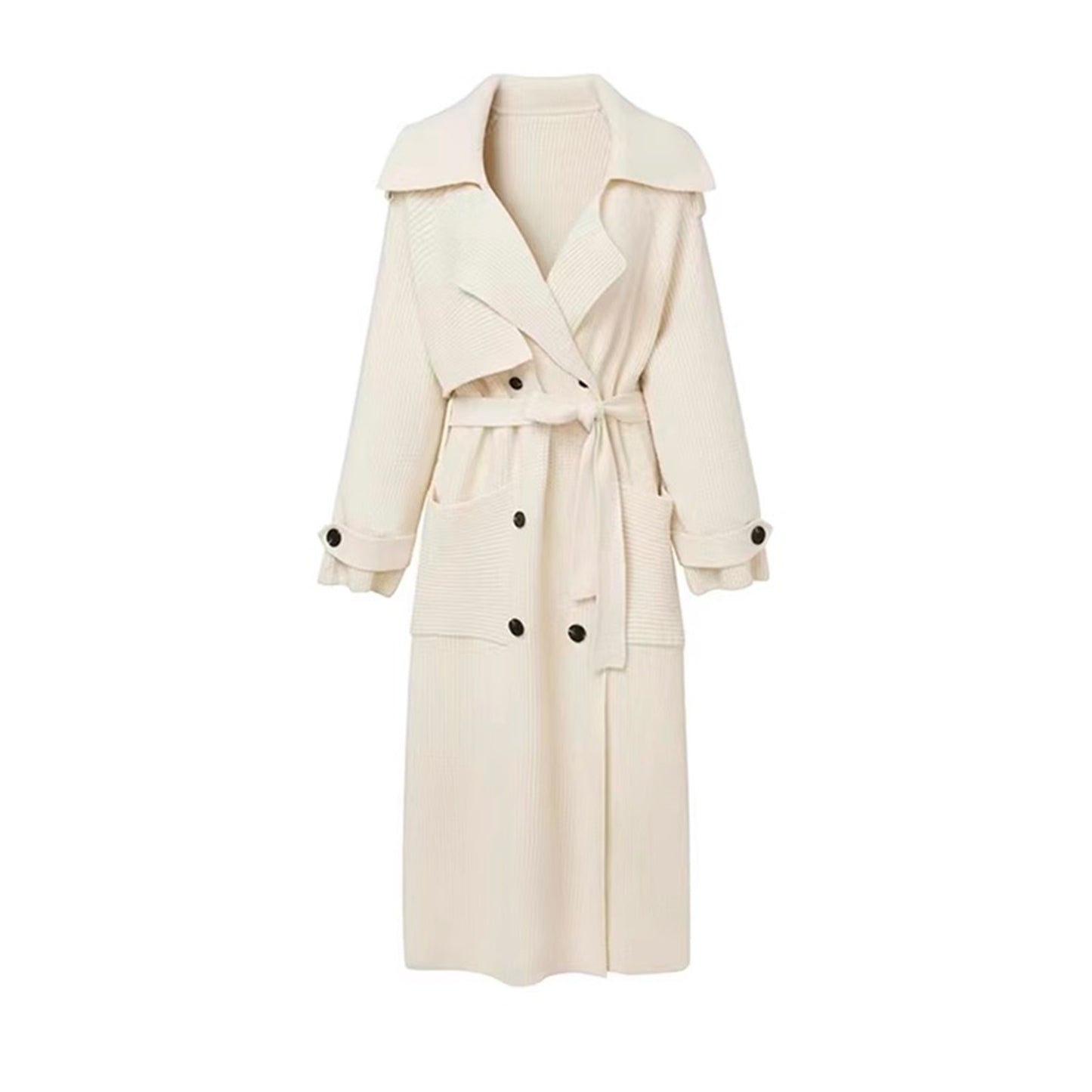 Veste pull coupe-vent longue et résistante haut de gamme avec un design ample et un cardigan tricoté de style paresseux pour les femmes en automne et en hiver