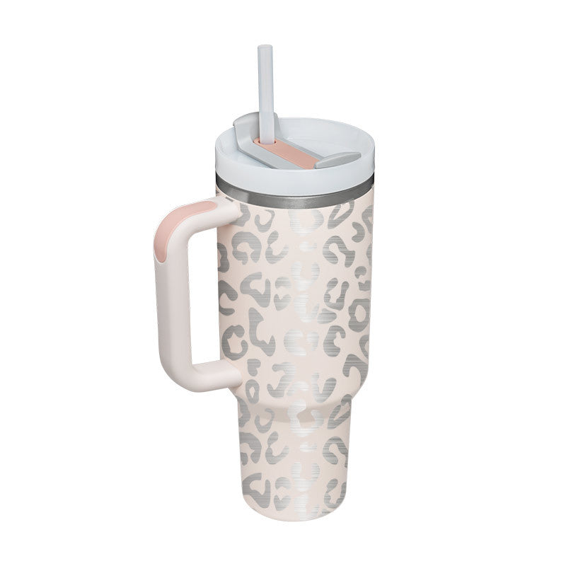 Alla hjärtans dag present termisk mugg 40 oz halm kaffe isoleringskopp med handtag Bärbar bil rostfritt stål vattenflaska stor kapacitet Resa BPA fri termisk mugg