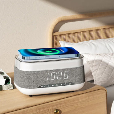 Réveil multifonctionnel Intelligent, haut-parleur Bluetooth, chargeur sans fil, Charge rapide, horloge d'ambiance, veilleuse, décoration de la maison