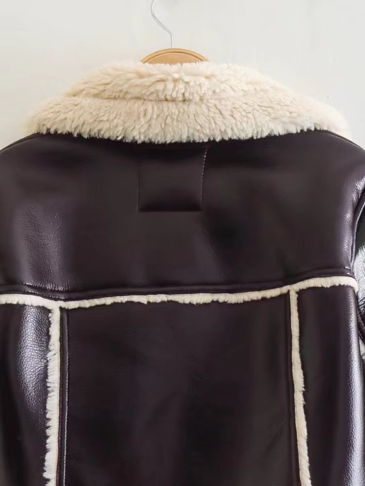 Veste de personnalité à la mode pour femmes, veste à revers court et manches longues