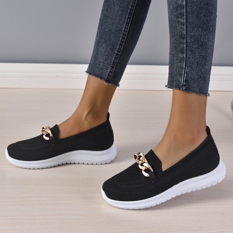 Chain Flats Skor Dam Mesh Sport Walking Skor