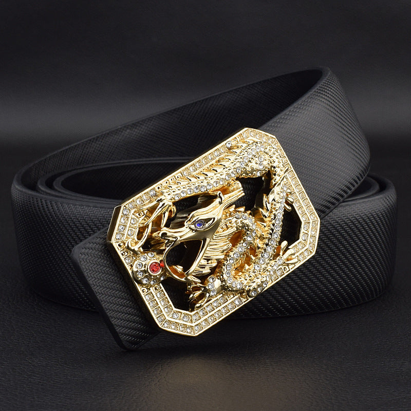 Men's Faucet Belt White Golden Smooth Buckle - Luxurious Flow