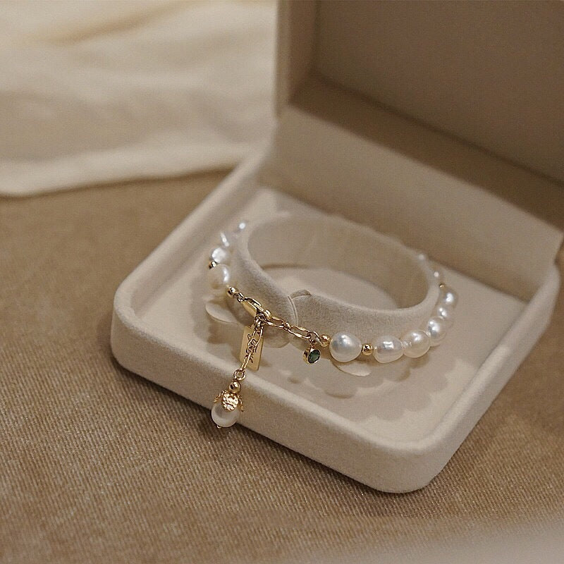 Naturliga zirkonpärlorarmband lyxsmycken