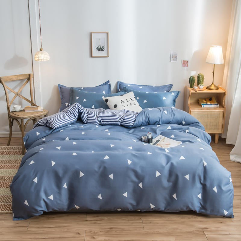 Cover Set Säng Bomull Quilt Sänglakan Sängkläder Täcke Monterad