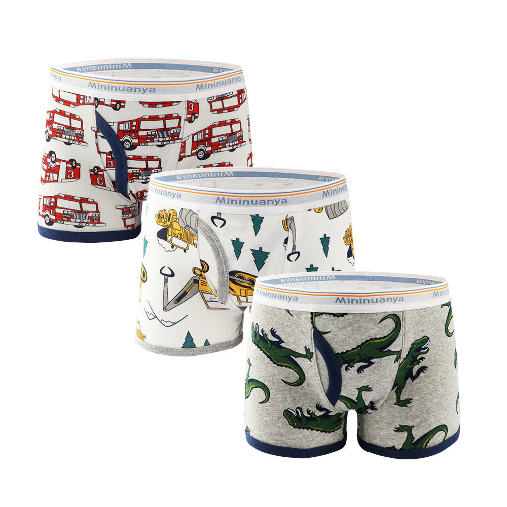 Children's Underwear Boy's Threaded Cotton Boxer Briefs