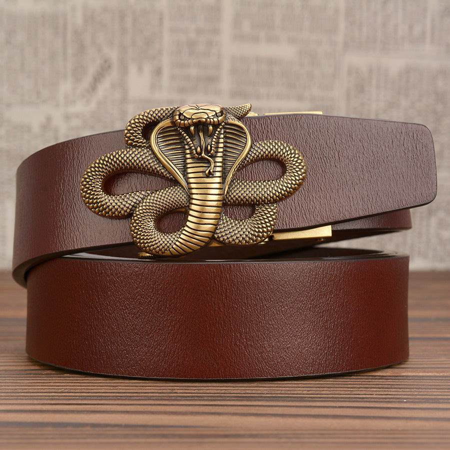 Men's Automatic Buckle Leather Cobra Casual Belt - Powerful Dominance