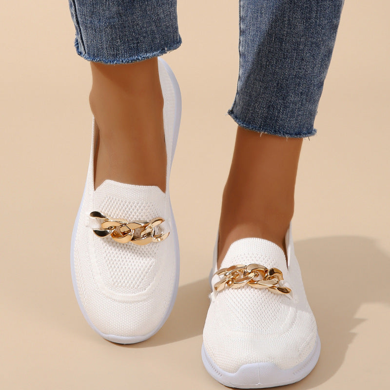 Chain Flats Skor Dam Mesh Sport Walking Skor