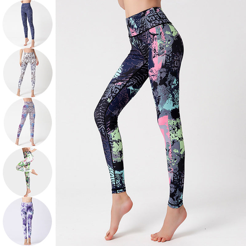 Mode Tie Dye Leggings Kvinnor Fitness Yoga Byxor Push Up Träning Sport Legging Tights med hög midja Gym Damkläder