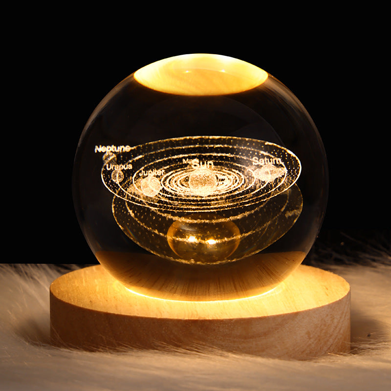 LED Nattljus Galaxy Crystal Ball Bordslampa 3D Planet Moon Lamp Sovrum Heminredning För Barn Fest Barn Födelsedagspresenter
