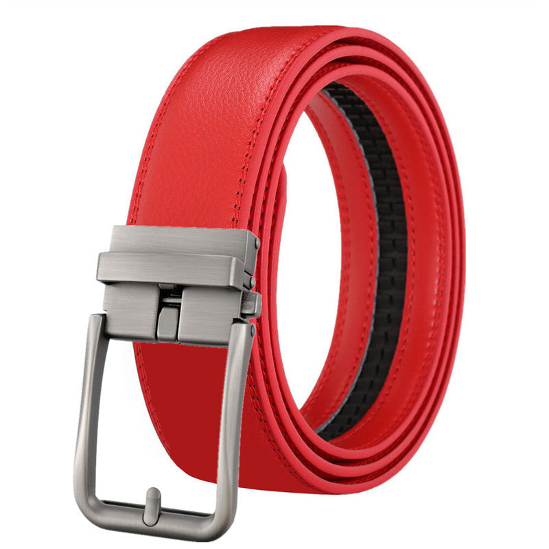 Men's Leather Automatic Buckle Simple Hollow Design Belt - Architectural Elegance