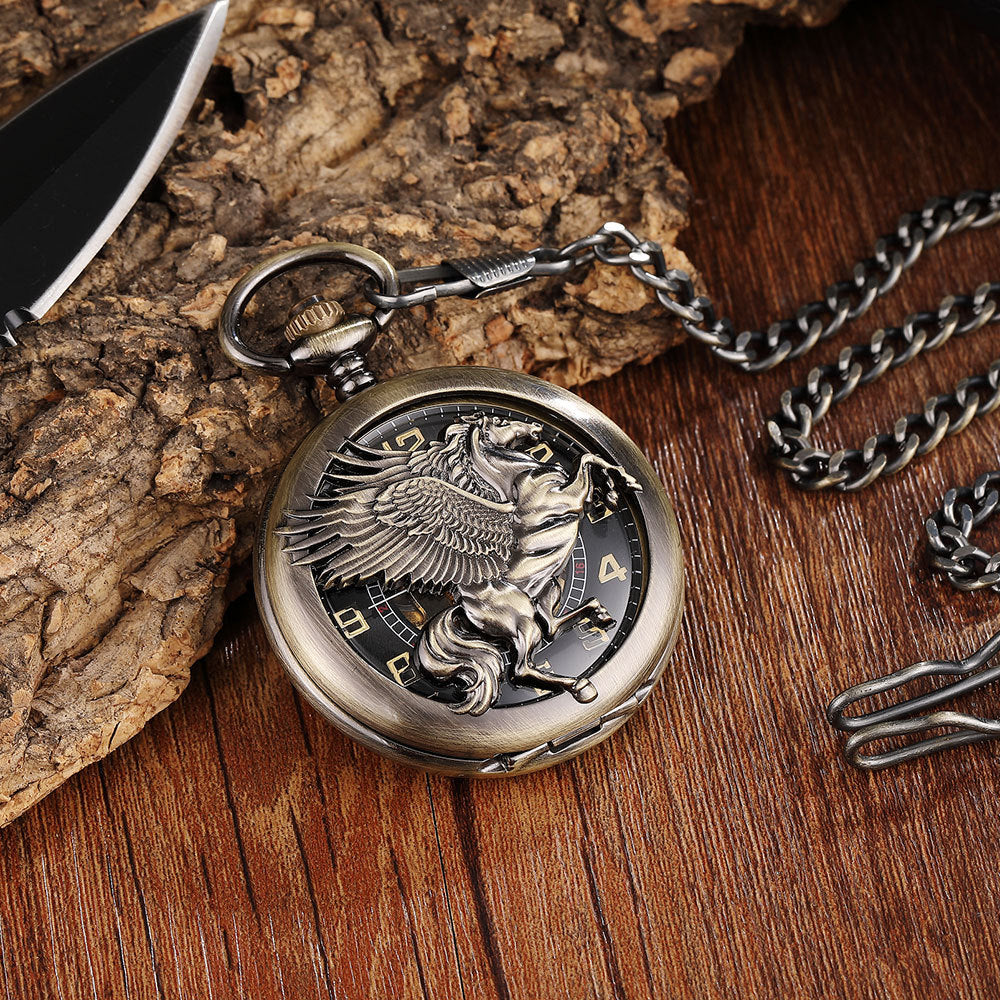 Flip Mechanical Pocket Retro Necklace Watch - Nostalgic Modern Sleek Elegant Versatile Sophisticated Exquisite