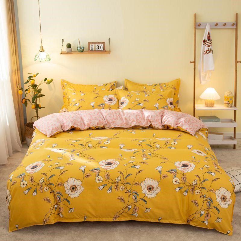 Cover Set Säng Bomull Quilt Sänglakan Sängkläder Täcke Monterad